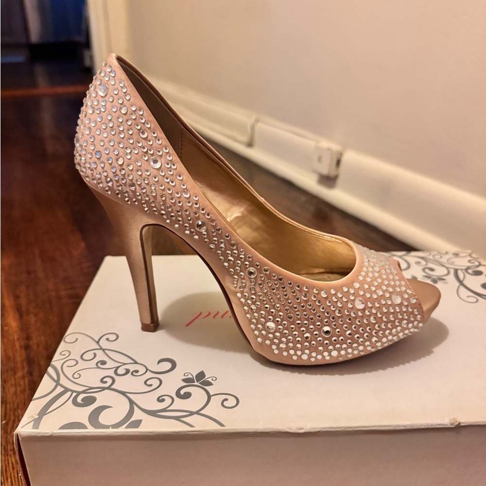 Elegant Rhinestone Peep-Toe Heels